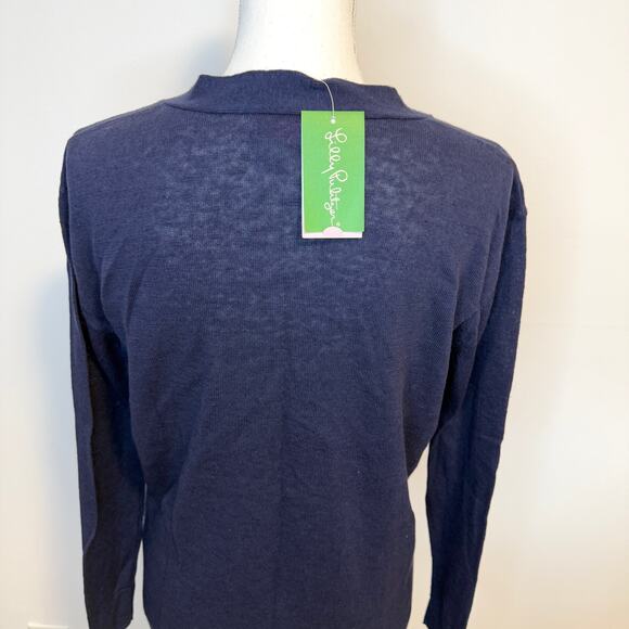 Lilly Pulitzer V Neck Blaine Tunic Sweater In True Navy Size Small New - Picture 9 of 13